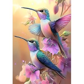 Hummingbird Diamond Painting Kits for Adults- Hummingbird Diamond Art Kits for Adults Beginners, DIY Round Full Drill Diamond Dots Paintings for Home Decor 12X16Inch