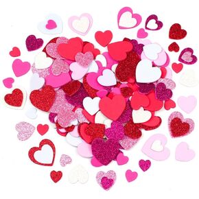 400 Pieces Valentine Foam Heart Stickers Self Adhesive Glitter Heart Shaped Valentine Stickers for Kids Adults DIY Crafts Valentine Decoration Supplies