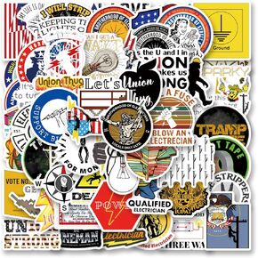 61Pcs Ibew Stickers Pack, Aesthetic Vinyl Waterproof Sticker Decals for Water Bottle,Laptop,Phone,Skateboard,Scrapbooking,Bumper Gifts for Kids Teens Adults for Party Supply Decor Favor