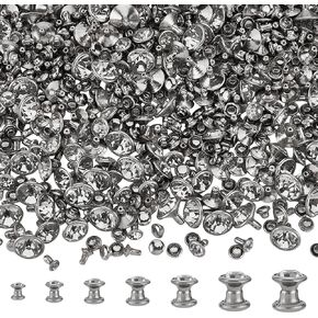 Fingerinspire 280 Sets 7 أحجام مسامير واضحة لبطون الراين (5/6/7/8/10/10/11MM) البلاتين البلورية المسامير المعدنية كاب كاب راينستون المسامير