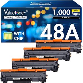Valuetoner Compatible Toner Cartridge Replacement for HP Laserjet 48A Black Toner Cartridge 48A CF248A Used for Laserjet Pro M15w M16a M15a M16w MFP M31w M30w M29w Laser Printer (Black, 4 Pack)