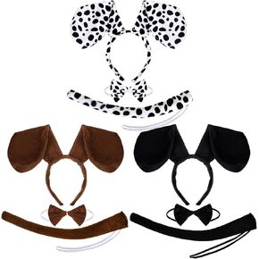 Bencailor 3 Sets Halloween Puppy Dog Costume Dog Headband Ears and Tail Bow Tie set Dog Headband Bowtie Tail for Adult (Cute)