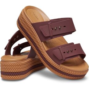 Crocs Women's Low Wedge Brooklyn Woven Buckle Black, 6
