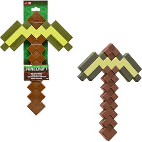 Mattel Minecraft Role-Play Battle Toy Accessory Collection with Pixelated Design, Gold Pickaxe