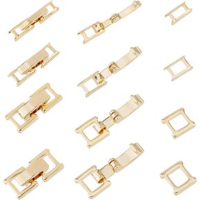 SUPERFINDINGS 20Pcs 2 Styles 15-16mm Platinum Fold Over Clasps Brass Bracelet Necklace Jewelry Clasps Foldover Clasps Jewelry Clasps Closure End Caps for Jewelry