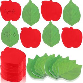 18 Fall Harvest Apple Shaped Sticky Notes Pad Teacher Apple Shaped Self Memo Pad Leaf Apple Paper Bulletin Board Decorations for Home School Office Supplies