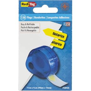 Redi-Tag Notarize Printed Arrow Dispenser Flags, 120 Flags per Dispenser, 1-7/8 x 9/16 Inches, Yellow (60435)