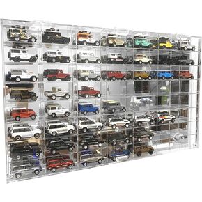 Hot 56 Compartment 1/64 Scale Toy Cars Wheels Matchbox Display Case Stand Wall Diecast Model Car Cabinet w/Door -AHW64-56