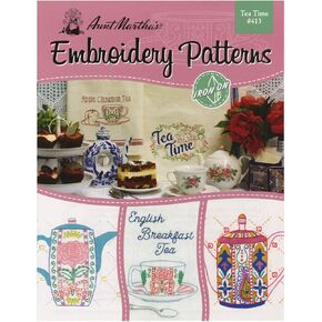 Aunt Martha's 413 Tea Time Transfer Pattern Book with Over 25 Iron on Patterns