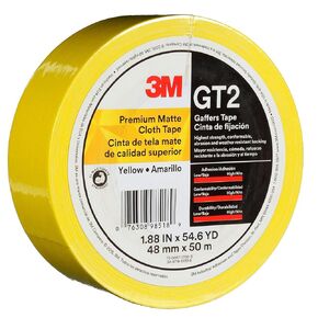 3M Premium Matte Cloth (Gaffers) Tape GT2, High-Strength, Indoor/Outdoor Use, Black, 48 mm x 50 m, 11 mil, 1 Roll, 98514