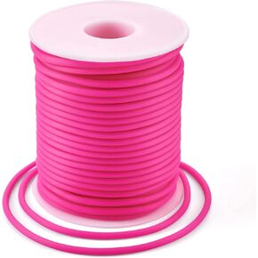 Pandahall 16.4 Yards 4mm Hollow Pipe Rubber Tubing Jewelry Cord with 2mm Hole PVC Tubular Synthetic Tube Thread for Bracelet Necklace Making Camellia