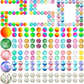 250 قطعة كرات نطاطية الجزء الأكبر 5 أنماط كرات بريق نطاط للأطفال 25 ملم متنوعة من كرات المطاط الصغيرة الملونة للحصول على جوائز لعبة الحفلات الأطفال وآلات البيع in Kuwait