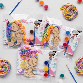 VENUSFIT Mermaid Party Favors - 12 PCS Mermaid Birthday Party Supplies - Mermaid Paint & Yarn Hair Crafts - Mermaid Birthday Decorations Goodie Bags Gifts Prizes for Kids Girls Toddler