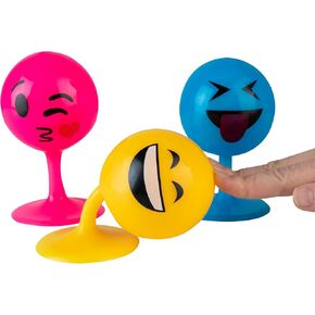 ORB Curiosities Light Up Emoji Boppity Balls 3 Pack - Stick (Suction Cup Base) and Bop These Desktop Toy Punching Bags to Light Them Up - Perfect for Stress Relief - Sensory Toys for Kids and Adults