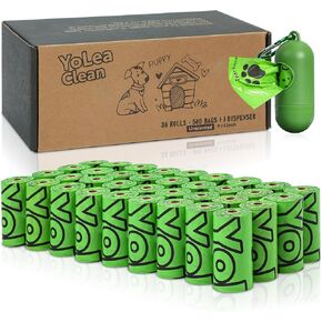 Pet Poop Bags – 540 Count (36 Rolls) – Durable, Eco-Friendly, Lavender Scented