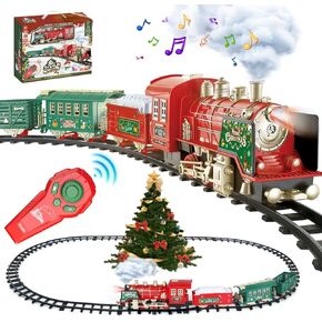 Kids Train Set - Train Toys w/Sounds (Turn ON/Off), Lights, Electric Toddlers Classical Train for Christmas Village Tree, Train Set for Toddlers 2-4, Christmas Toys Gifts 3 4 5 6 7 8+ Year Old