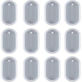 20pcs Oval Jewelry Casting Molds, TuNan Silicone Pendant Keychain Resin Molds with Hanging Hole, Jewelry Making DIY Craft Tools