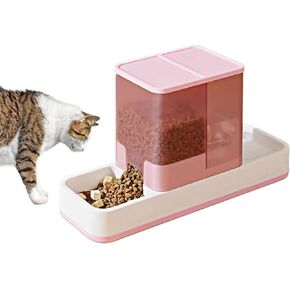 kathson Gravity Cat Food and Water Dispenser Automatic Dog Feeder Waterer 2 in 1 Auto Pet Food and Water Bowl Set Self Feeding for Puppy Kitten，Grey