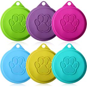 6-Pack Reusable Cat & Dog Food Can Lids - Cute Paw Shape, Plastic Round Lids, Assorted Colors for Most Canned Food