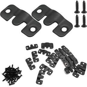 20Pcs Flush Mount Bracket, 1.69 x 0.75 inch Interlocking Photo Frame Hook, Stainless Steel Picture Hanger Z Clip Bracket for Picture Display Art Gallery Wall Mount (Black)