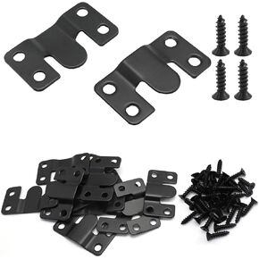 20Pcs Flush Mount Bracket, 1.69 x 0.75 inch Interlocking Photo Frame Hook, Stainless Steel Picture Hanger Z Clip Bracket for Picture Display Art Gallery Wall Mount (Black)