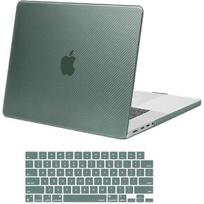 MOSISO Compatible with MacBook Pro 16 inch Case 2025 2024 2023 2022 2021 M4 M3 M2 M1 A3403 A3186 A2991 A2780 A2485 Pro Max, Carbon Fiber Texture Protective Hard Shell & Keyboard Cover, Emerald Green