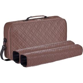 C&H Solutions Coffee Coffee Coffee Enlegant Pu Pu Leather Mahjong carning bage مع جيب التخزين السحري ، ومقابض متينة ، وحزام Mahjong متعدد الوظائف قابل للتعديل (حقيبة فقط)