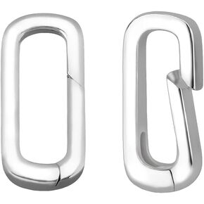 AHANDMAKER 2Pcs 925 Sterling Silver Spring Gate Rings, 13.5mm Long Rectangular Spring Bail Connector Clasp, Necklace Bracelet Extender Clasps, Spring Rings Connector for DIY Crafts Jewelry Making