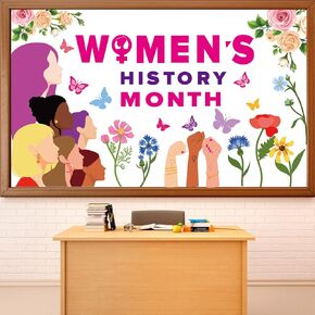 Women’s History Month Bulletin Board Classroom Decorations Women’s History Month March 8th Cutouts International Women's Day Bulletin Board for Teacher Office Nursery School Chalkboard Wall Door Decor