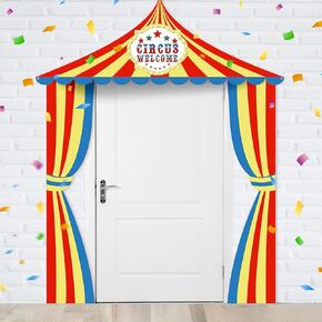 Preboun 3 Pcs Circus Tent Decorations Carnival Circus Theme Party Decorations Carnival Tent Banner Striped Pennant for Clown Theme Birthday Party Classroom Supply