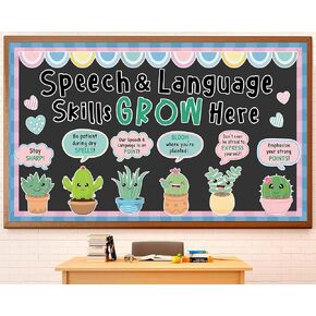 Speech Therapy Bulletin Board Decorations Spring Motivational Succulent Plant Themed Bulletin Board Set Cactus Positive Affirmations Accents Cutouts for School Classroom Wall Door Decor Supplies
