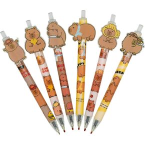 30 PCS Adorable Capybara Pens Novelty Animal Pens Cartoon Retractable gel Pen Roller ball Black Ink For School Supplies Office Party