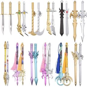 24 Pack Ancient Sword Pens Novelty Fun Cool Sword Pens Set Plastic Gel Ink Pens Cool Pens for Birthday Party Presents and School Writing Blue Black Ink