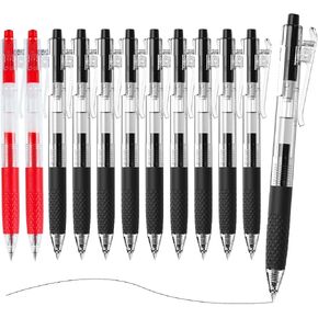 M&G 12 Pcs Gel Pens, 0.5mm Black Ink Gel Pens Fine Point, Retractable Gel Ink Rollerball Pens, Gel Ink Pens for Smooth Writing Office School Women Men (10 Black+2 Red)