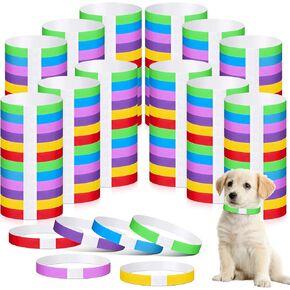Nezyo 500 Count 18.5 Inch ID Bands Puppy Whelping Collars Newborn Pet Dog Collars Paper Pet Tags for Newborn Dog Cat Animal Hospitals(Classic Color)