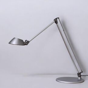Designer LED Task Lamp, Round-Type Illumination, 5-Step dimming, Swing Arm, 4000K Warm White, Silver, HL1116