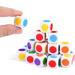 20pcs مجموعة زهر بلون 16 مم ، الزهر الملون الأكريليك مع D6 ستة الجوانب الفارغة جولة زاوية تدريس الزهر الملونة لتلاعب لوحة الفصول الدراسية التعليمية لعب المتداول