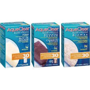 Fluval AquaClear 30 Maintenance Kit Hang on Back Aquarium Filter Aqua Clear AC30 Carbon Foam Biomax 3 Month Supply