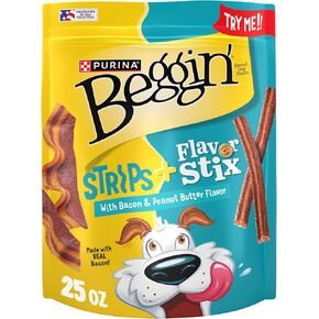 Purina Beggin'’ Flavor Stix & Strips with Bacon & Peanut Butter Dog Treats - 25 oz. Pouch
