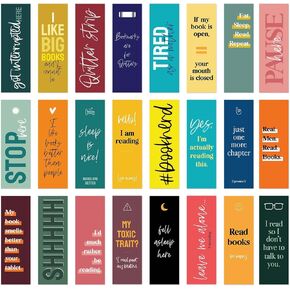 Snarky Bookmarks / 2" x 6" Hilarious Paper Bulk Pack Quotemarks / 24 Motivational Bookmarks Set/Funny Book Lover Bookmark Present/Made in The USA