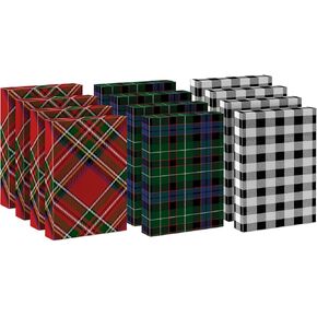 Hallmark Medium Christmas Gift Boxes with Lids (12 Shirt Boxes, 4 Designs: Trees, Stripes, Snowmen, Holly) for Christmas, Holiday Parties, Hostess Gifts