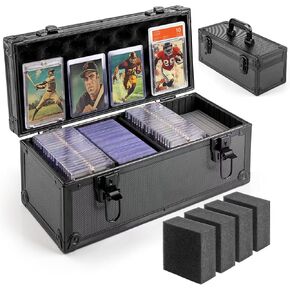 Top Loader Storage Box with Key Locks, Trading Card Storage Case, Sports Card Box & Hard Cases Holds up to 300+ Top Loaders, 76 One Touch (35pt), 48 PSA/GMA, 43 CSG, 41 SGC, 36 BGS/HGA