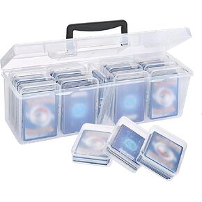 OwnMy 1+13 Plastic Trading Card Storage Box Plastic Card Storage Case Holds 900+, Large Trading Cards Organizer Box for Baseball Football Sports MTG TCG Cards