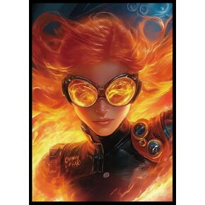MTG Card Sleeves 100CT (Flame Girl), Matte Art Card Sleeves, Matte Back & Clear Front, 66x92mm