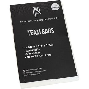 Premium Team Bags for Cards or Toploaders Resealable Sleeves (100 Pack)