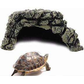 Reptile Hideouts Basking Reptile Hide Lizards s Resin Hiding Cave Ornament for Aquarium Reptile Terrarium(L)