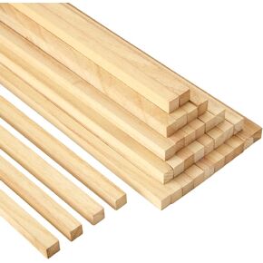 100 Pcs Wood Square Dowel Rods 1/2 x 12 inch Square Wood Dowels, Balsa Wood Sticks Unfinished Pine Hardwood Sticks for Crafts DIY Projects Models Making Supplies