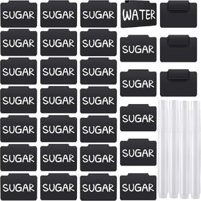 18 Pcs Plastic Basket Bin Label Clip on Removable Basket Label Clip with White Chalk Markers for Kitchen Pantry Storage Fabric Box Hanging Bin
