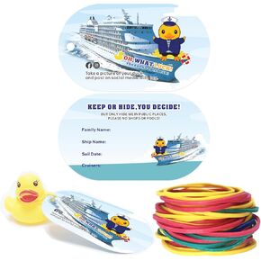 50 Pieces Duck Tags, Ducking Game Cards,Cruising Rubber Duck Tagsfor Ducks 50 Rubber Bands, 1.96 x 3.54 Inches Duck Tags for Cruise Ship(Cruise Tags)