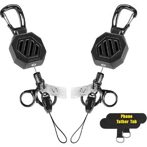 DELSWIN Heavy Duty Retractable Keychain, Badge Holder Retractable Clip, Badge Reel with 31"Steel Cord, Key Ring, Lobster Claw Clasp and Phone Tethers (2 Pack)